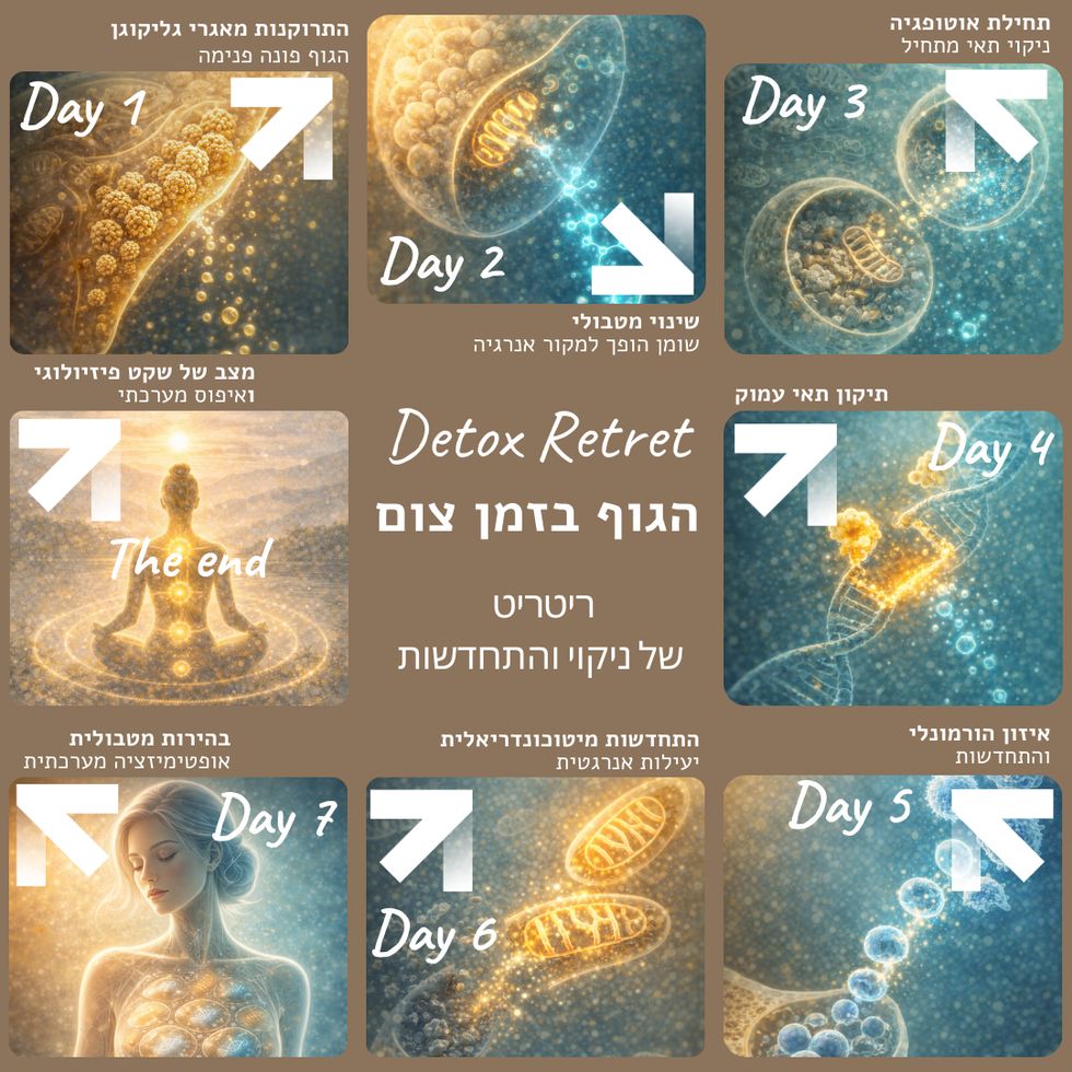 אינפוגרפיקה: הגוף בזמן צום, מסע של שבעה ימים של ניקוי והתחדשות